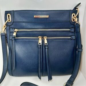 Poppy & Peonies Women’s Navy Blue & Gold  Crossbody Bag, New Condition